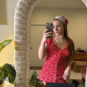 Chic Red Midi Dress with Feminine Flair